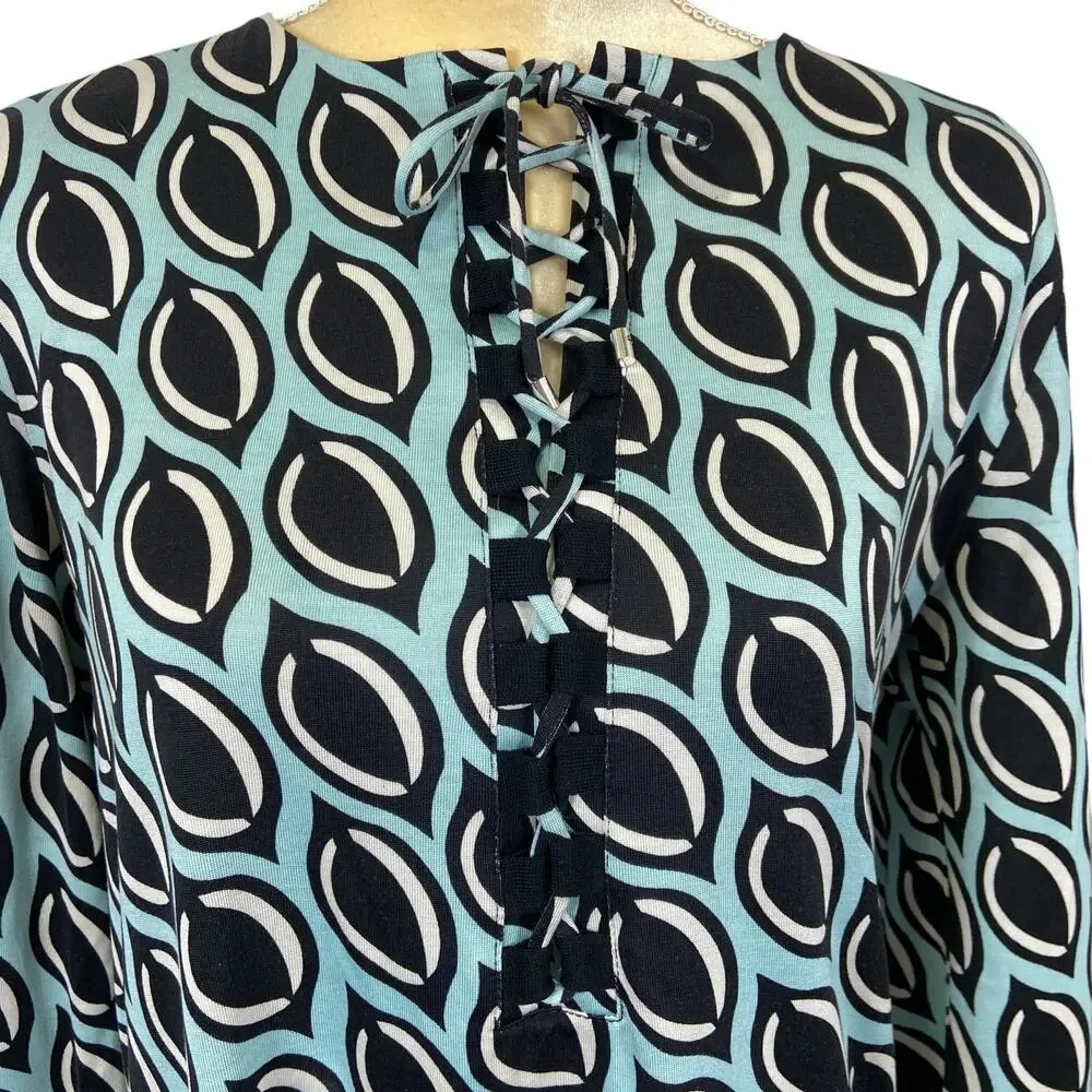 Diane Von Furstenburg 100% Silk Knit Tunic Dress Nana Size 10 - Picture 6 of 16